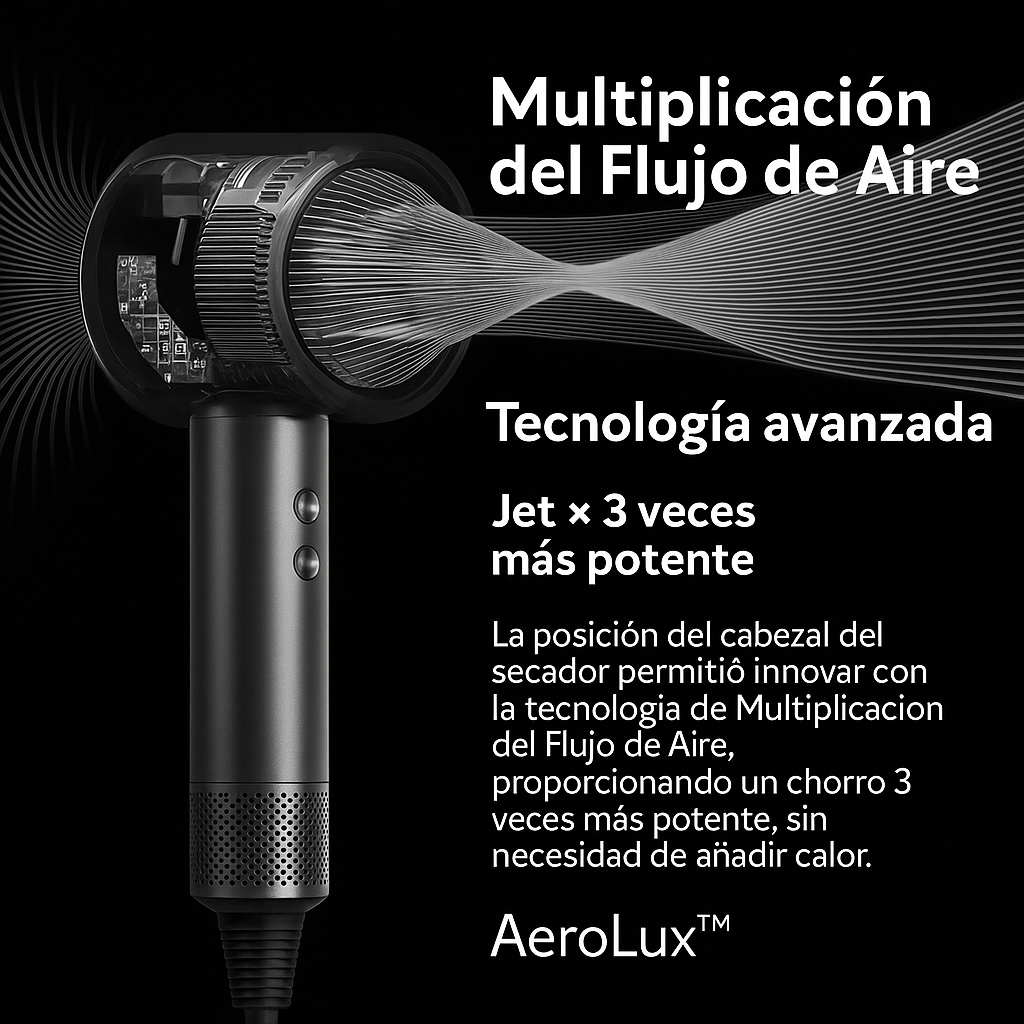 AeroLux™ - Secador Profesional de Alta Velocidad, Suave y sin Frizz